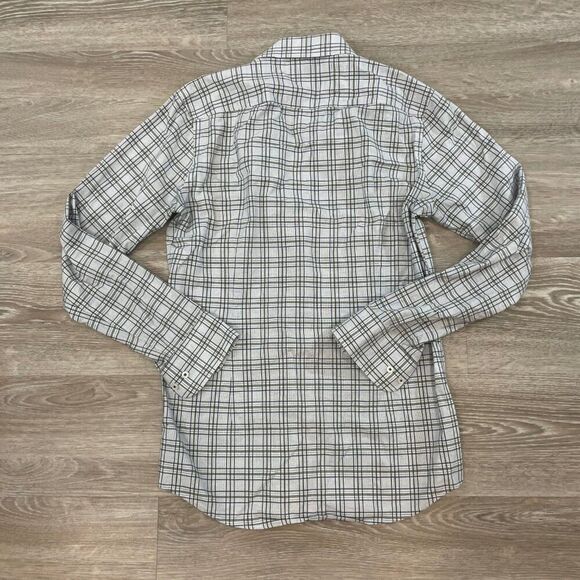 Hugo Boss Slim Fit Gray plaid cotton shirt sz S - Picture 2 of 6